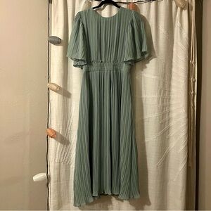 Zara Sage Green Pleated Maxi Dress